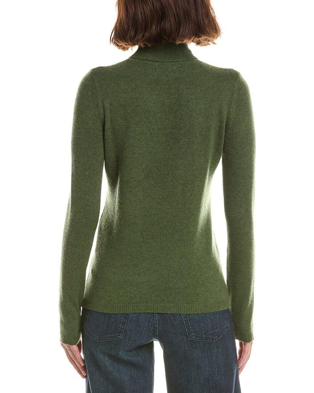 Forte Green Basic Turtleneck 100% Cashmere Pullover