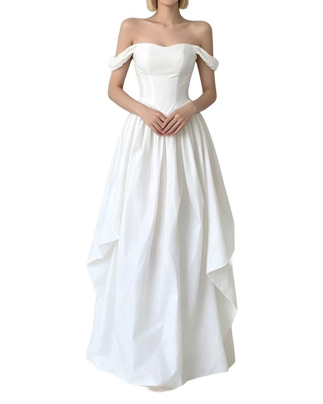 Linda Charm White Off The Shoulder Maxi Dress
