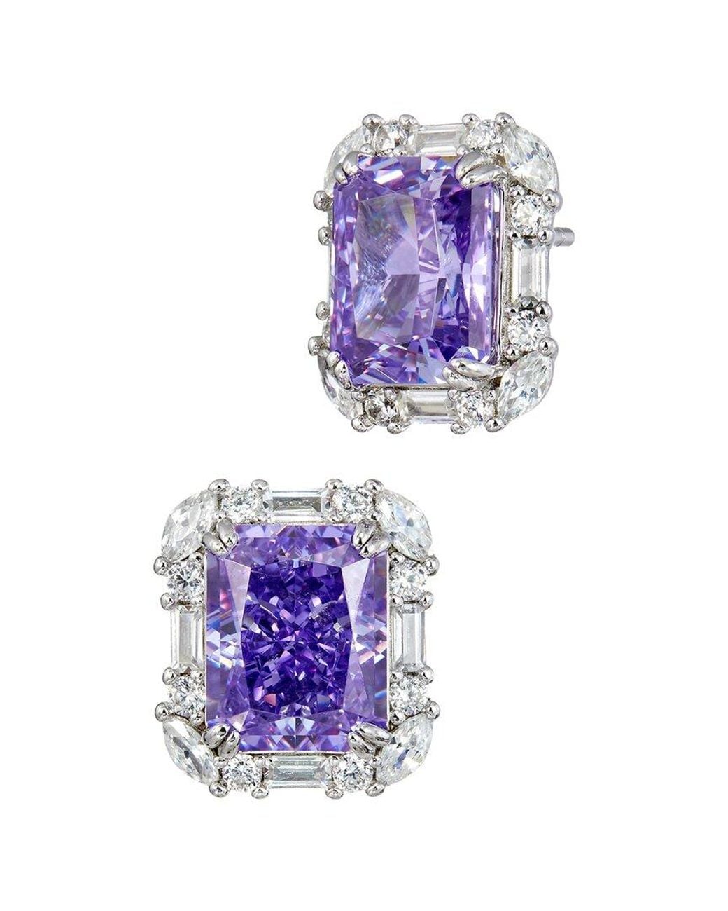 Savvy Cie Purple Cz Stud Earrings