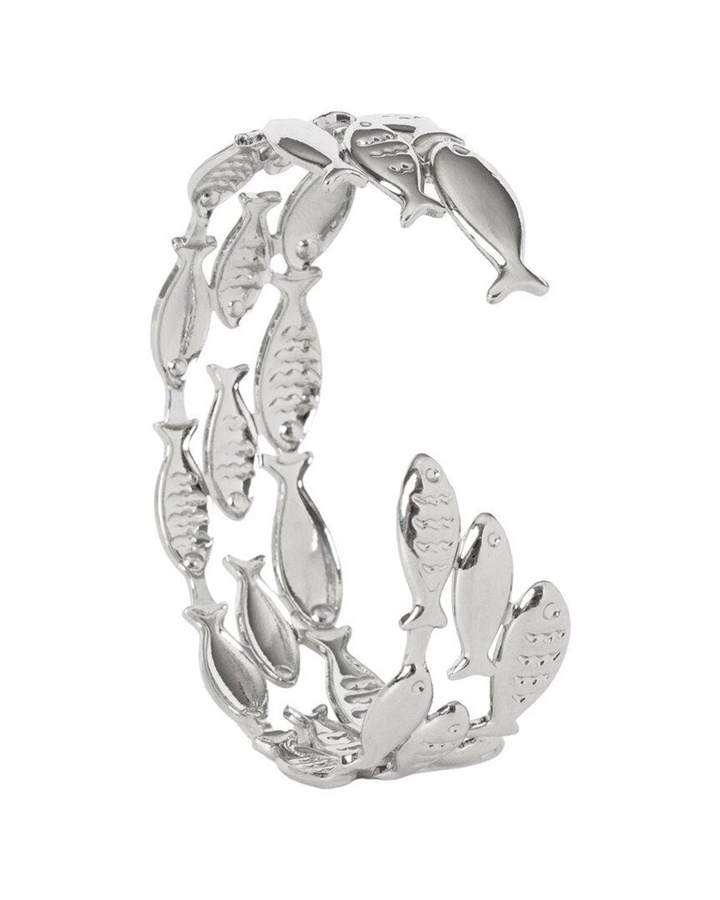 Saachi White Fish Metal Cuff Bracelet