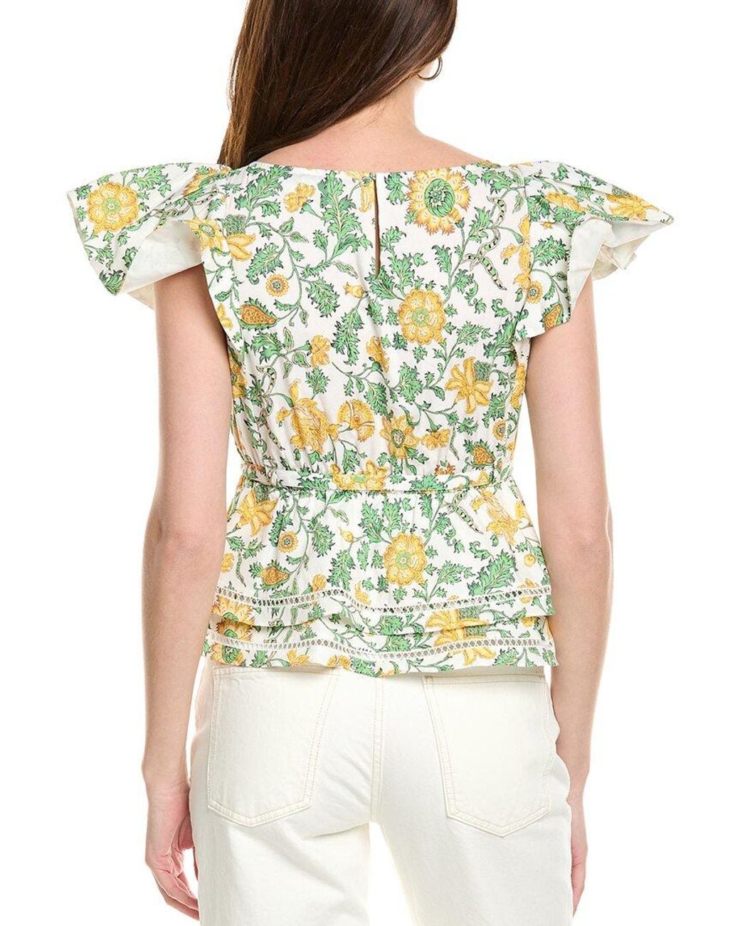 10 Crosby Derek Lam Green Delphine Ruffle Blouse