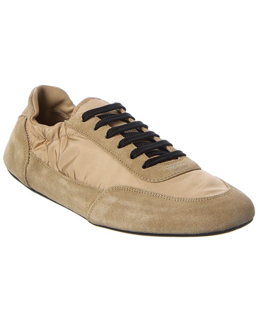 Prada White Collapse Re-Nylon & Suede Sneaker