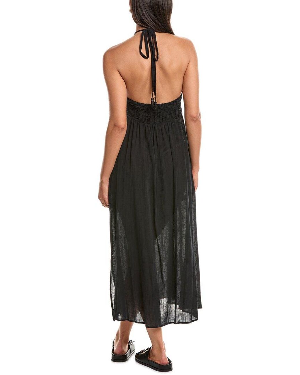Natori Black Gauze Halter Dress
