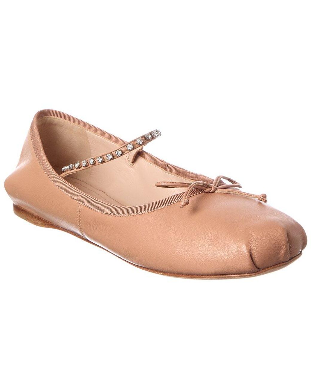 Miu Miu Pink Leather Ballet Flat