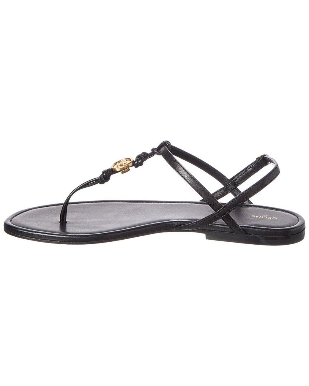 Céline Metallic Penny Leather Sandal