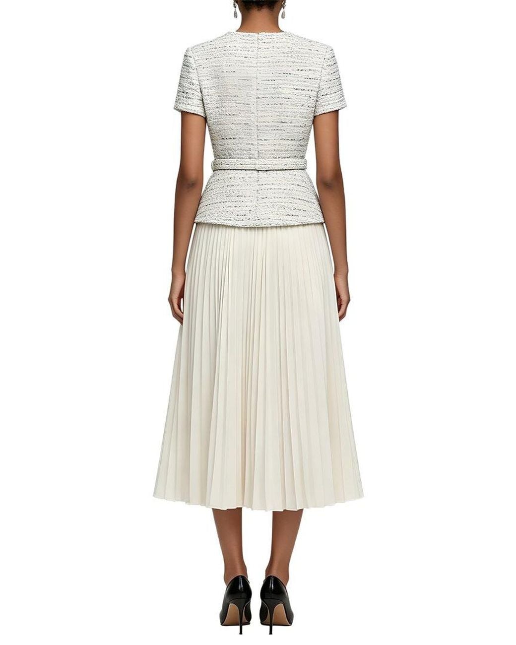 Linda Charm Natural Short Sleeve Midi Dress