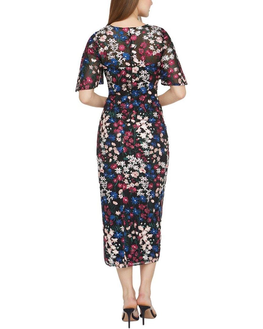 JS Collections Blue Ursala Flutter Sleeve Gown