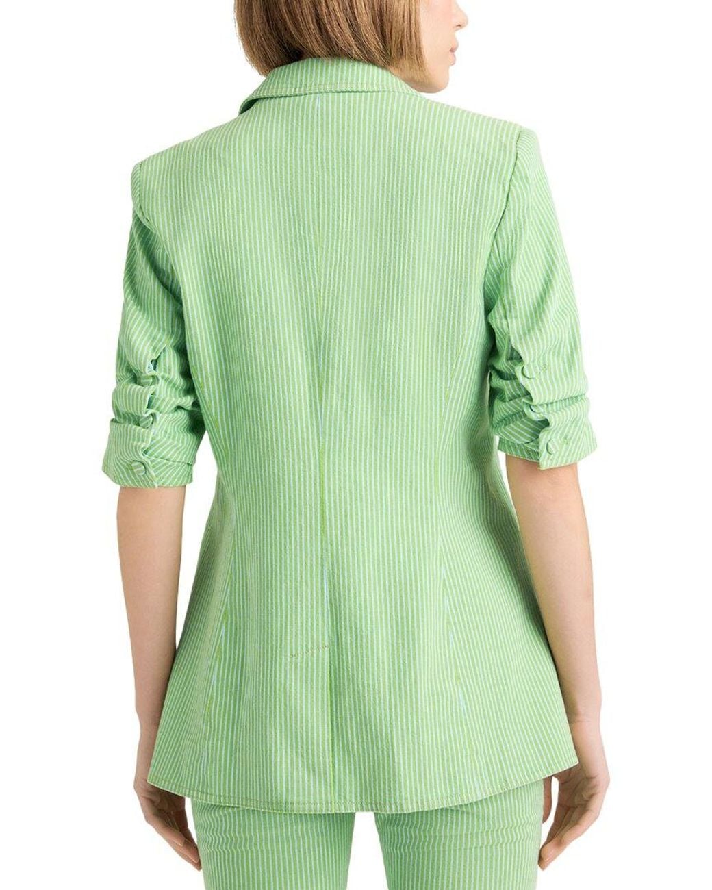 Cinq À Sept Green Striped Denim Short Sleeve Khloe Blaze