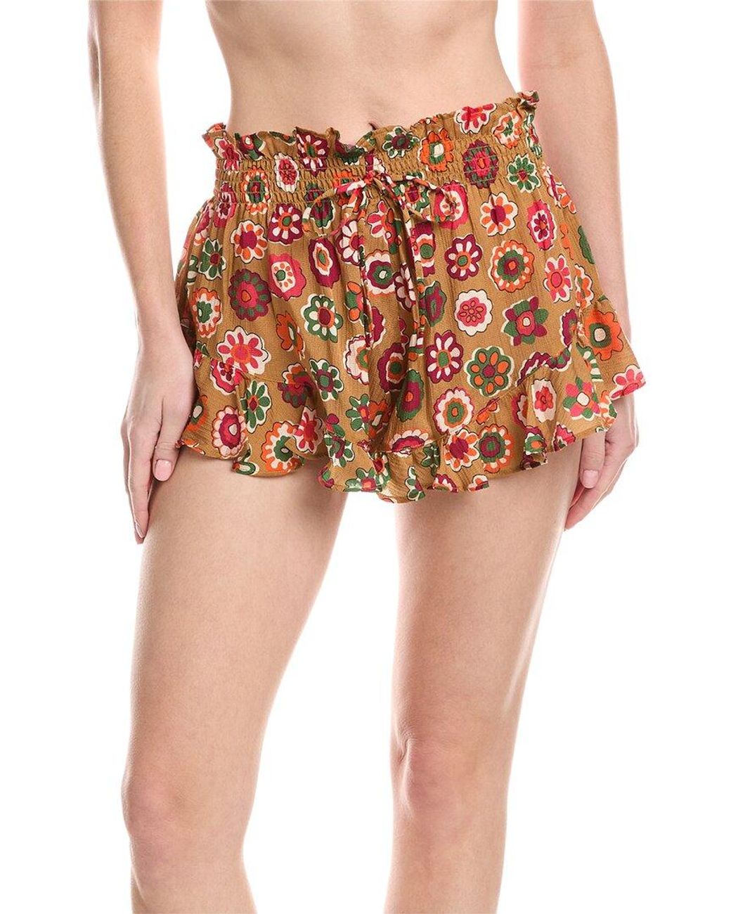 Montce Red Boho Silk-Blend Short