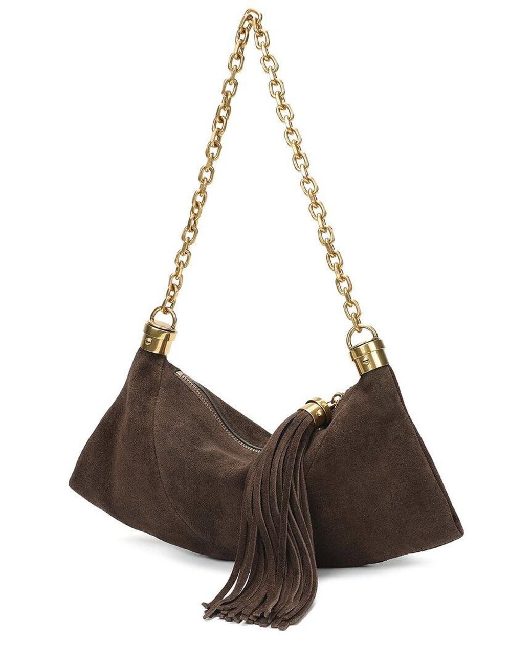 Tiffany & Fred Paris Brown Suede Tassel Hobo Bag