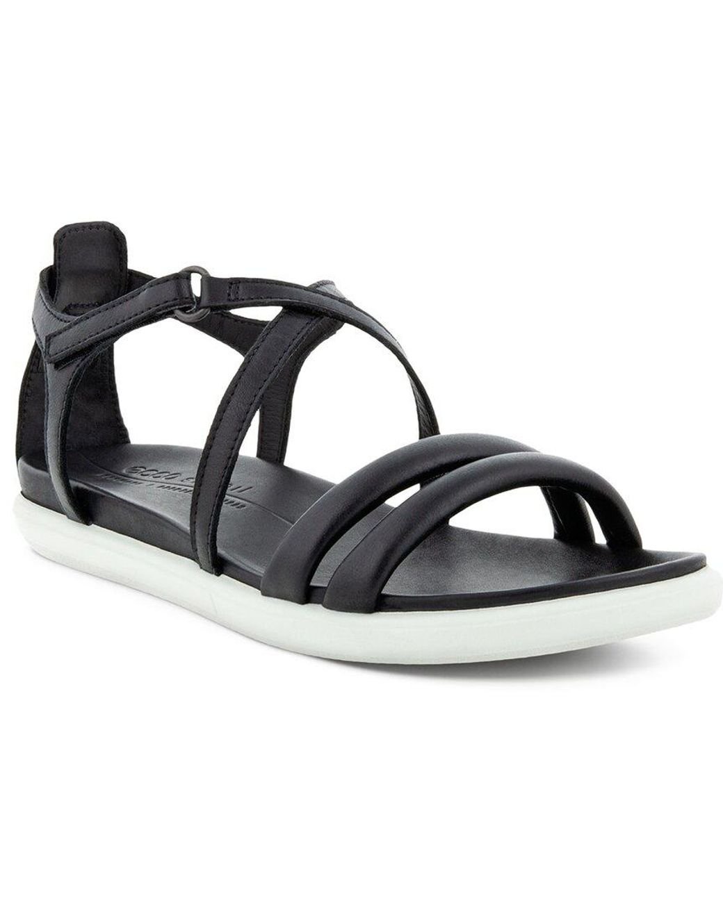 Ecco Simpil Leather Sandal in Black | Lyst