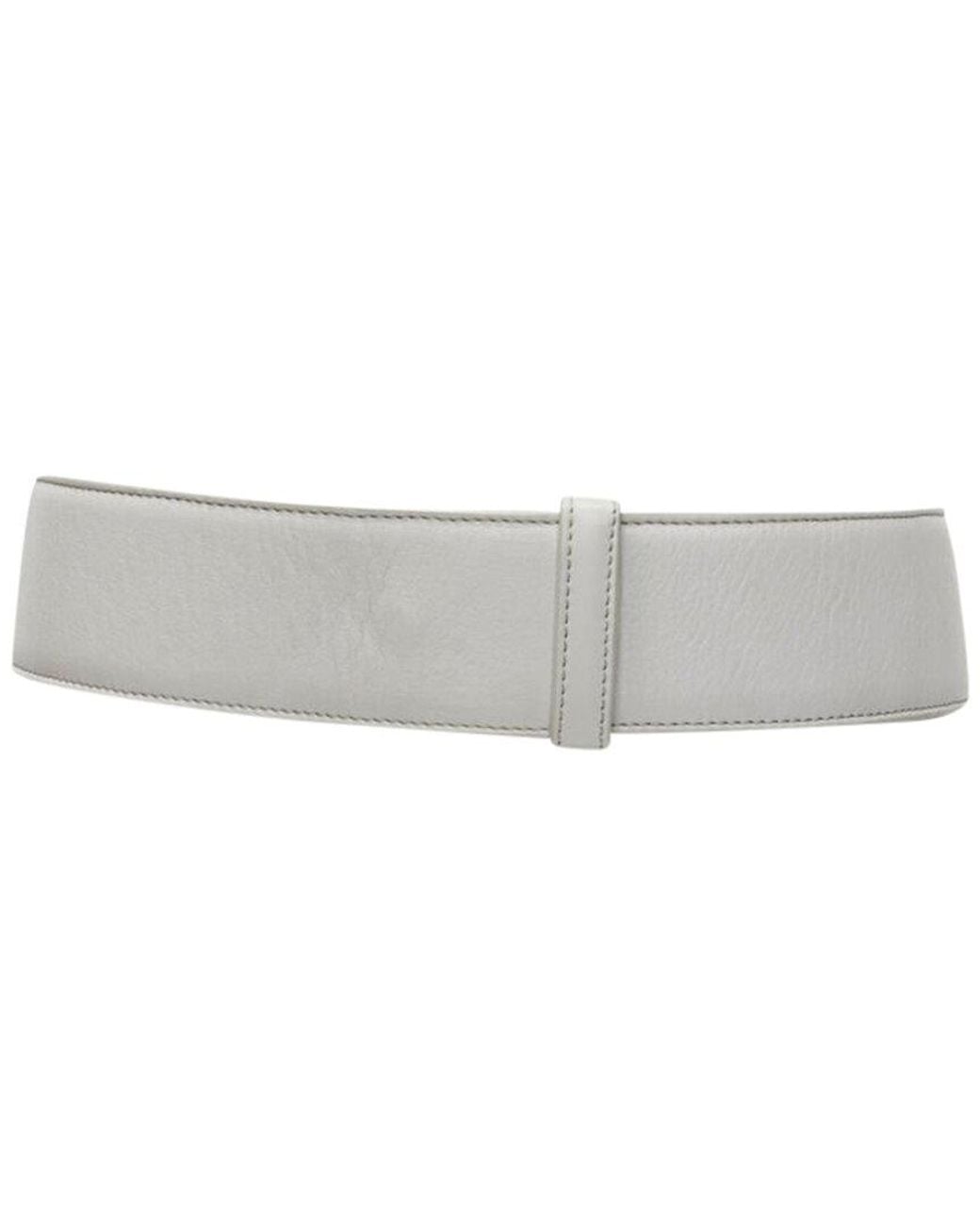 Jil Sander Gray Minimal Wide Leather Belt (Authentic Pre-Loved)