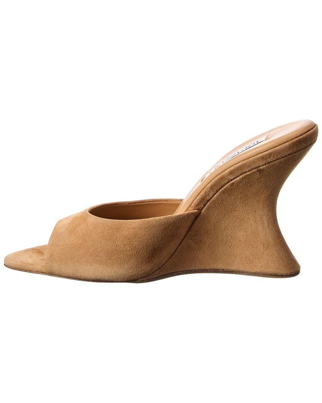 Aquazzura Natural Bisous 95 Suede Wedge Sandal