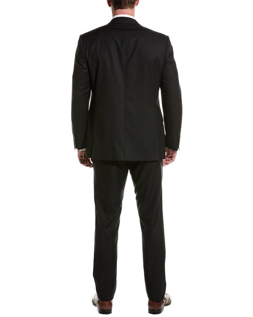 Canali Black Wool Suit With Flat Front Pant for men