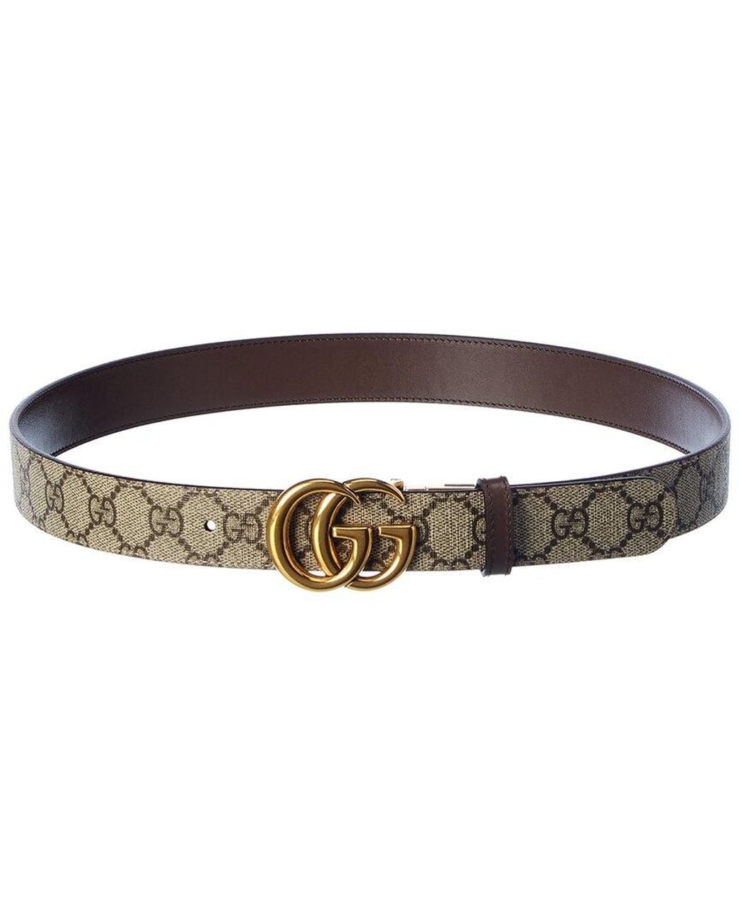 Gucci Brown Gg Marmont Reversible Gg Supreme Canvas & Leather Belt