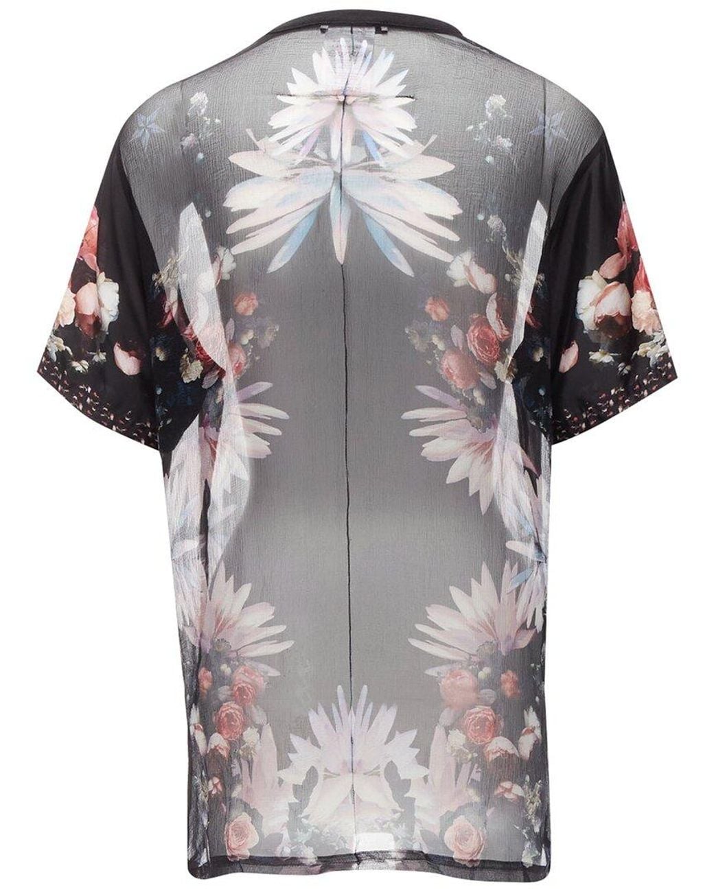 Givenchy Gray Floral Sheer Goth T-Shirt, Size Fr (Authentic Pre-Loved)