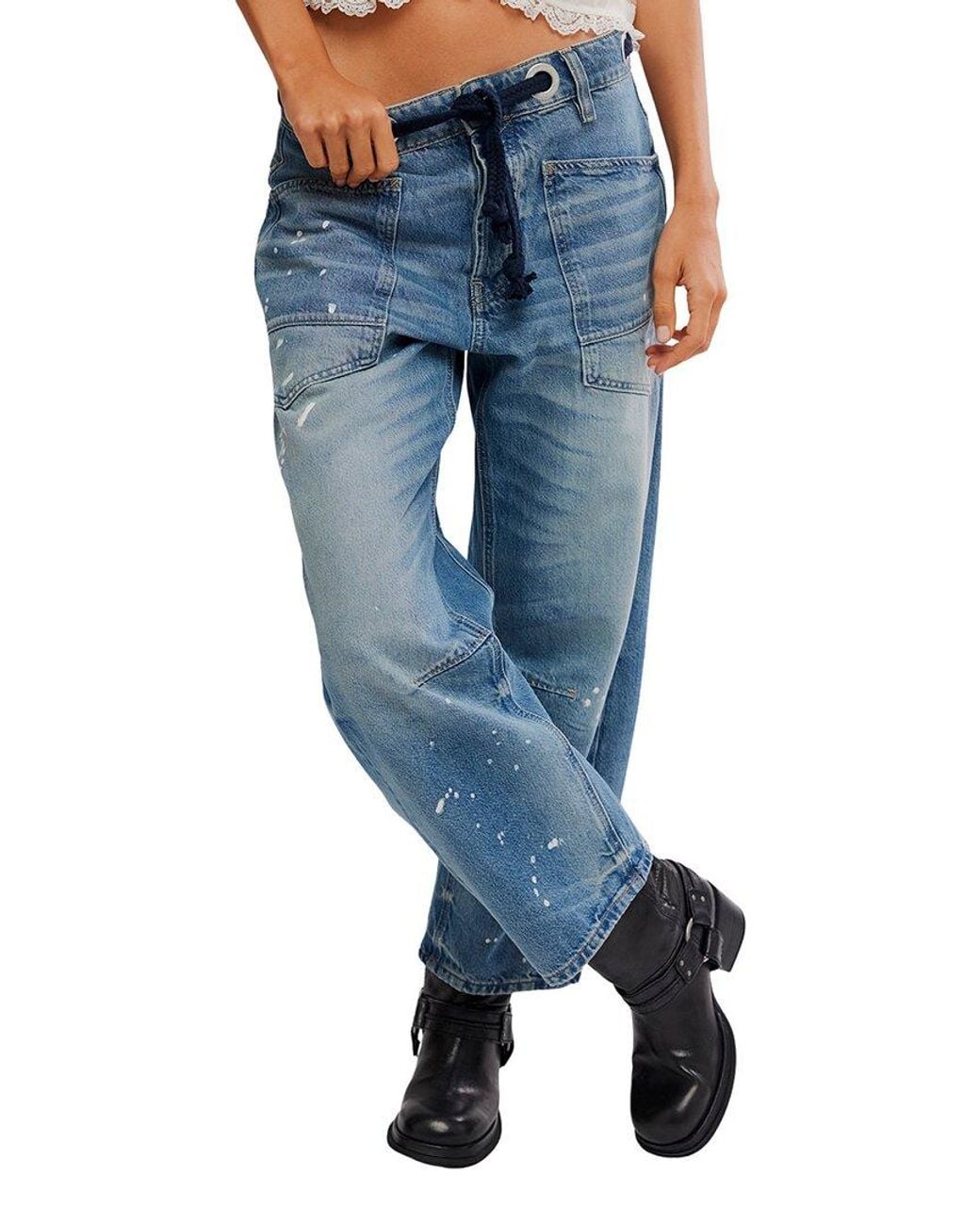 Free People Blue Moxie Low Slung Timeless Jean