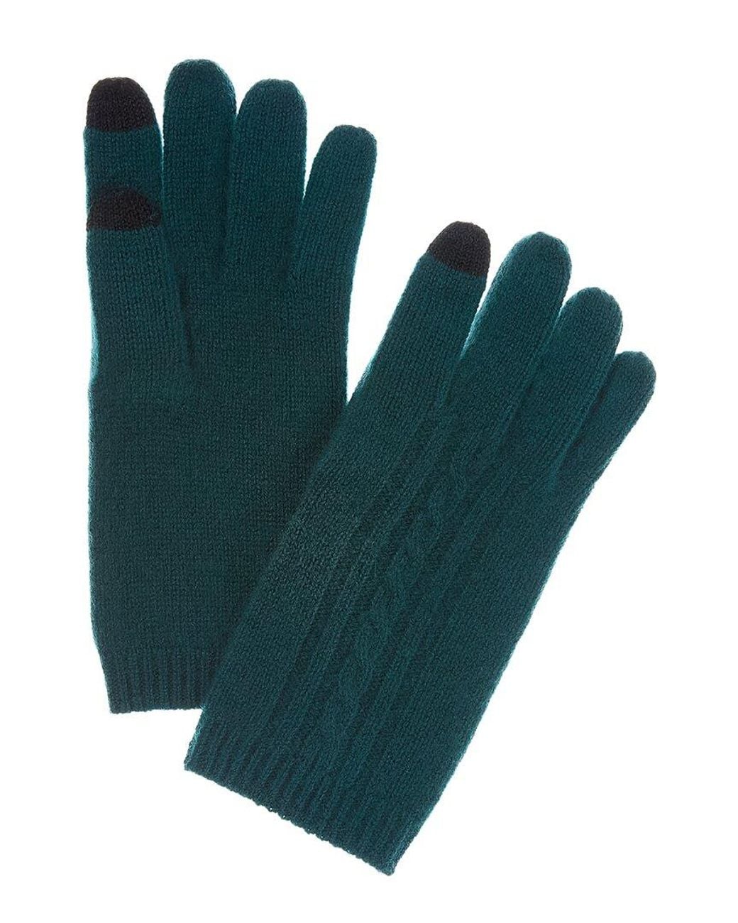 Phenix Green Placed Cable Cashmere Touch Tech Gloves