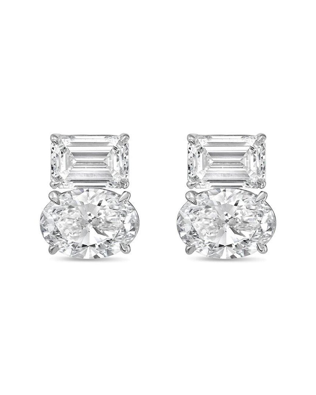 Diana M Metallic Diana M. 14K 10.00 Ct. Tw. Lab-Grown Diamond Two-Stone Earrings