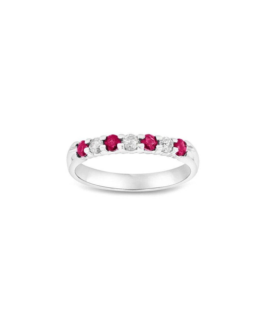 Diana M Pink Fine Jewelry 14k 0.35 Ct. Tw. Diamond & Ruby Ring
