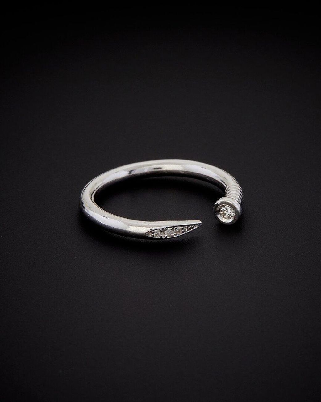 Italian Gold Over Silver Black Italian Vermeil 0.10 Ct. Tw. Ring
