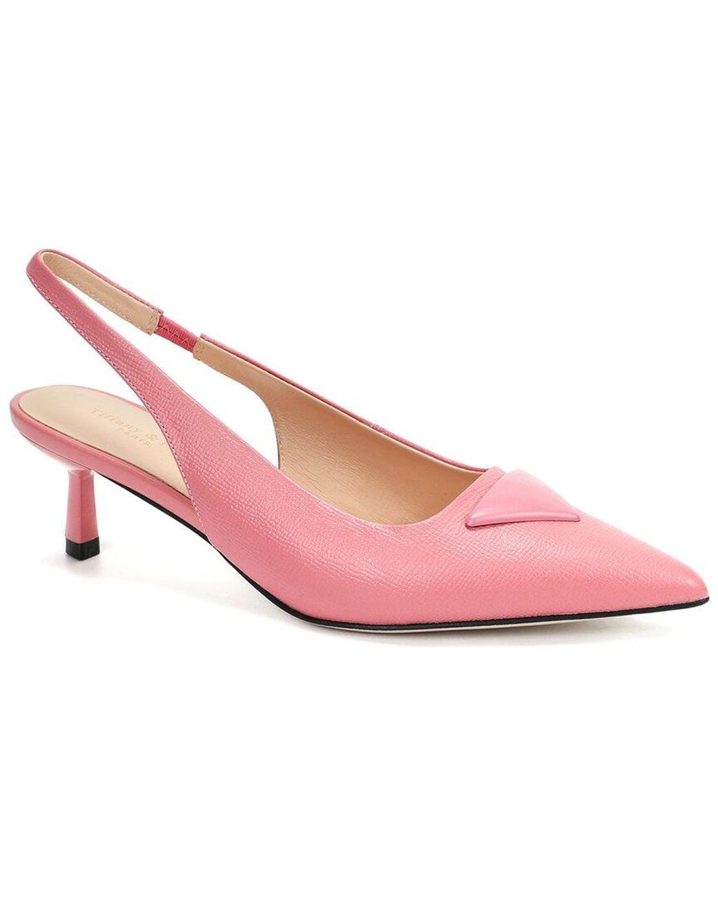Tiffany & Fred Paris Pink Leather Slingback Kitten Heel Pump