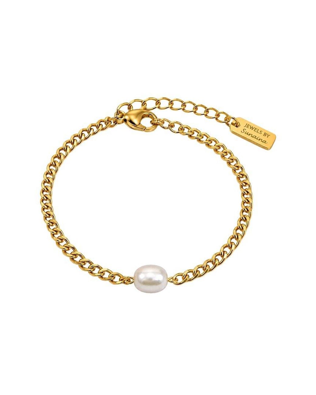 Jewels by Sunaina Metallic Izzy Plated Stainless Steel Pearl Bracelet