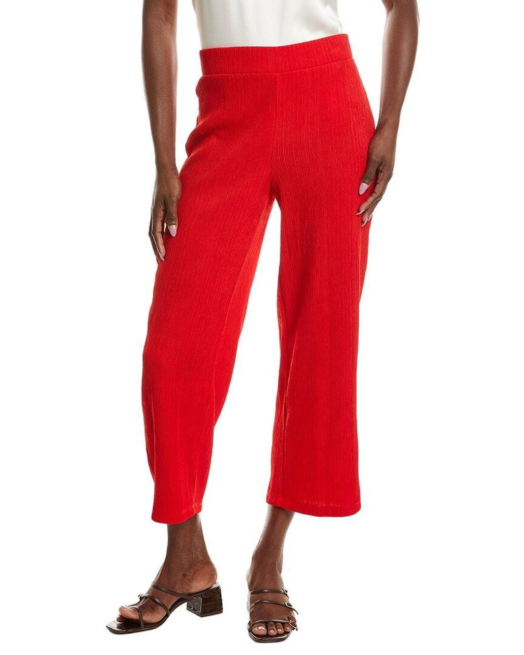 Anne Klein Red Wide Leg Crop Pant