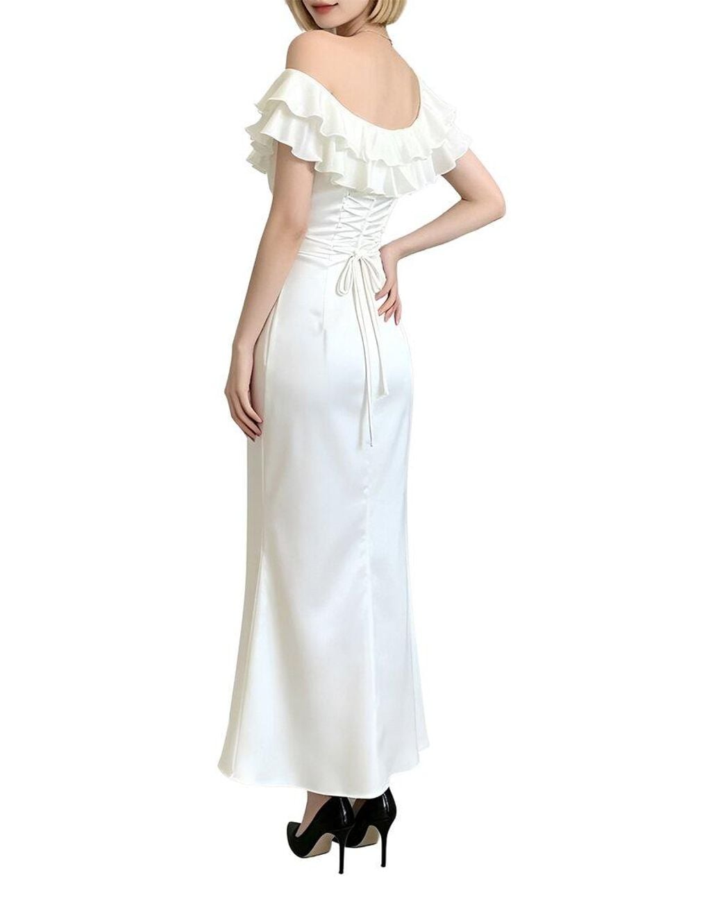 Linda Charm White Cap Sleeve Maxi Dress