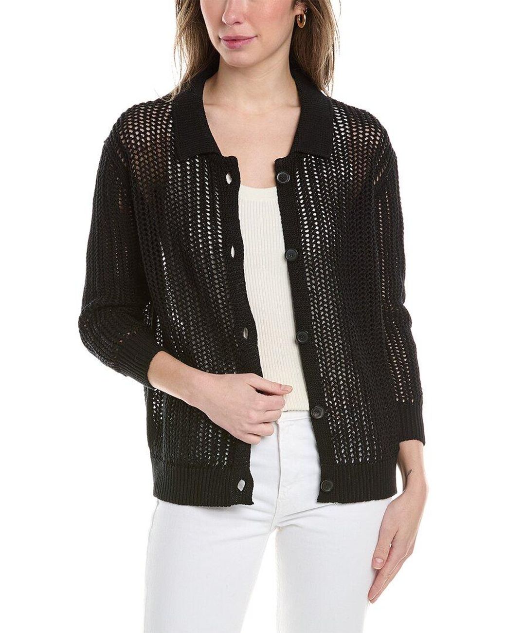 Black linen mix cardigan hotsell