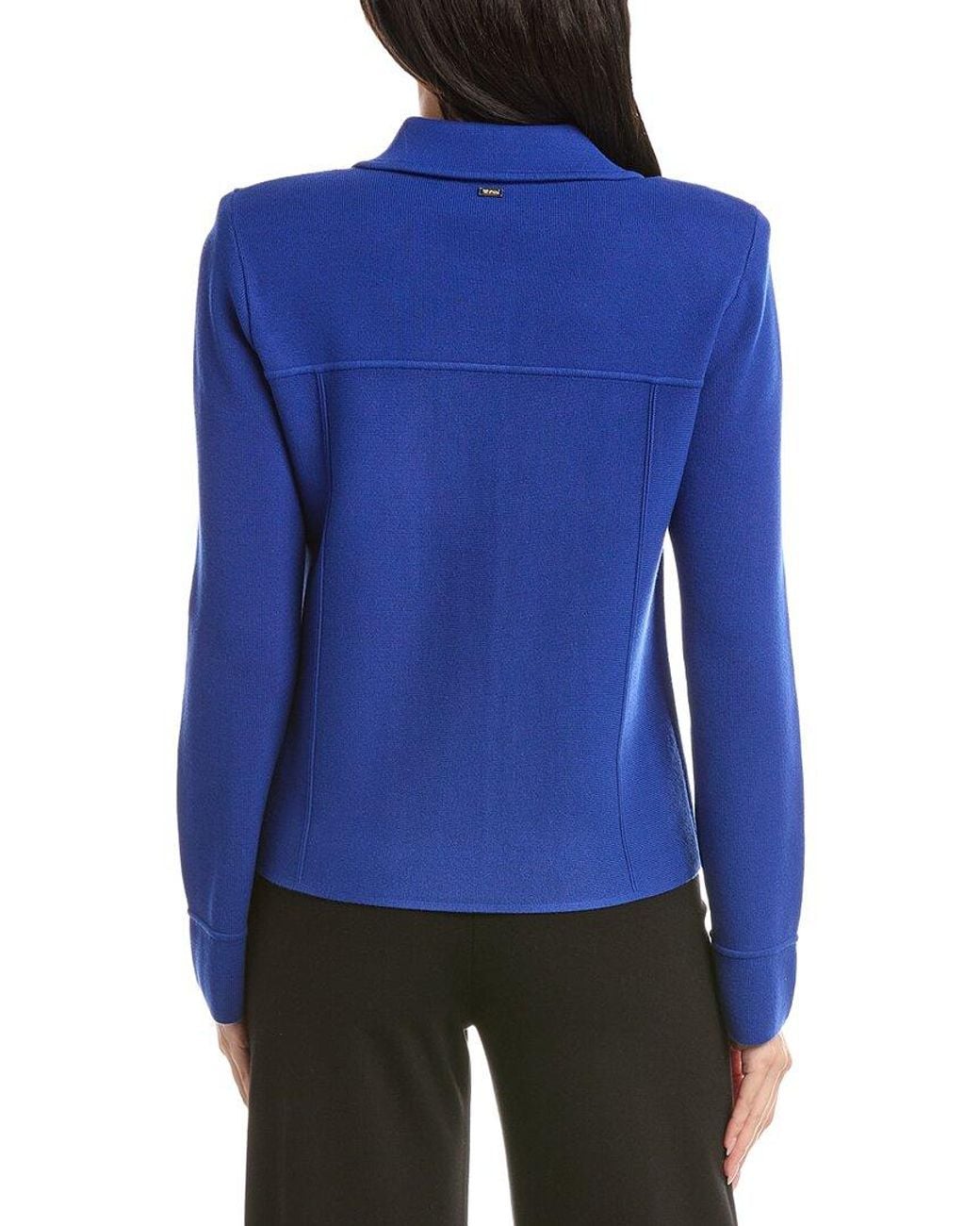 St. John Blue Collared Boxy Knit Jacket