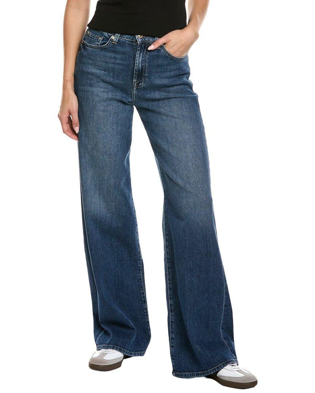 7 For All Mankind Blue Lotta Beida Wide Leg Jean