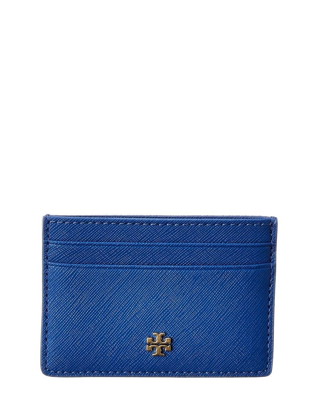 Tory Burch Emerson Slim Leather Card Case in Blue | Lyst