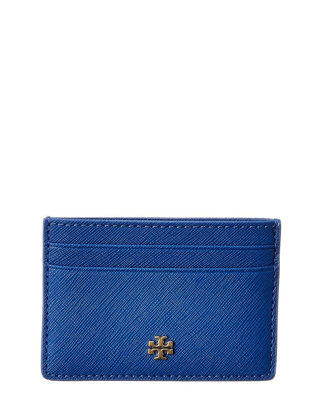 Tory Burch Emerson Slim Leather Card Case in Blue Lyst