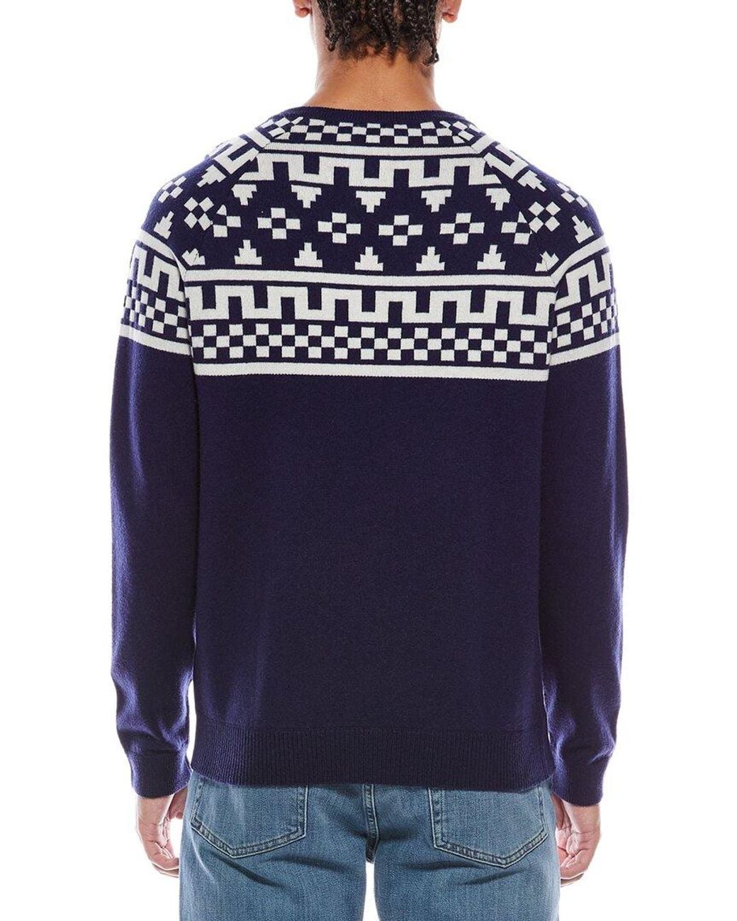 Brodie Cashmere Blue Fairisle Wool & Cashmere-Blend Crewneck Sweater for men