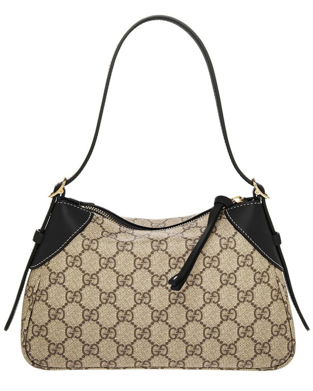 Gucci Brown Gg Emblem Small Leather Shoulder Bag