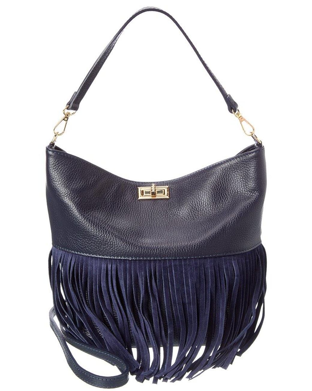 Isabella Rossetti Blue Arizona27 Leather Fringe Tote