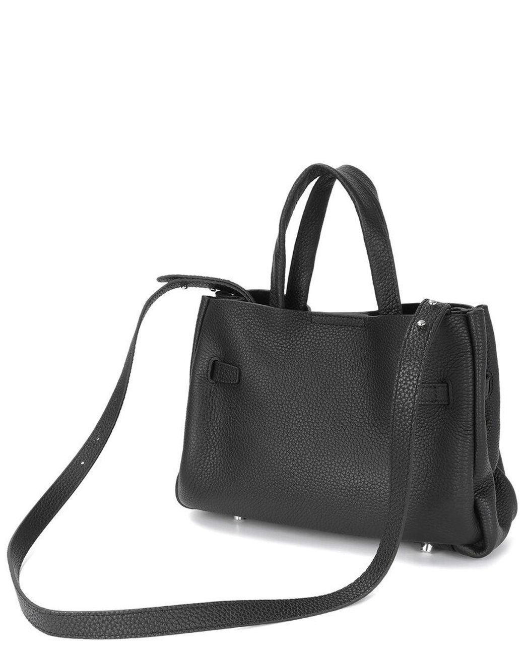 Tiffany & Fred Paris Black Top Handle Leather Bag