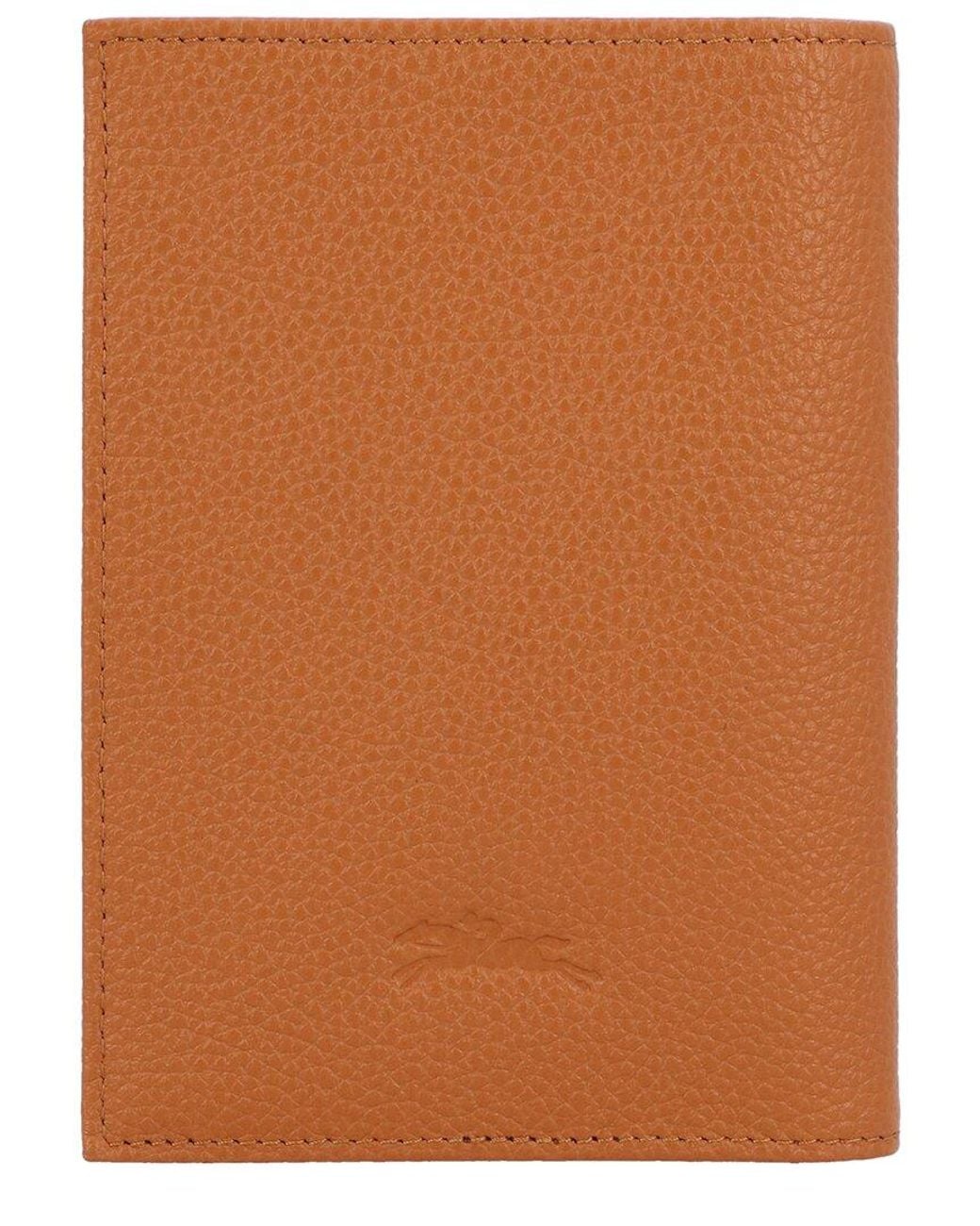 Longchamp Brown Le Foulonne Leather Card Case