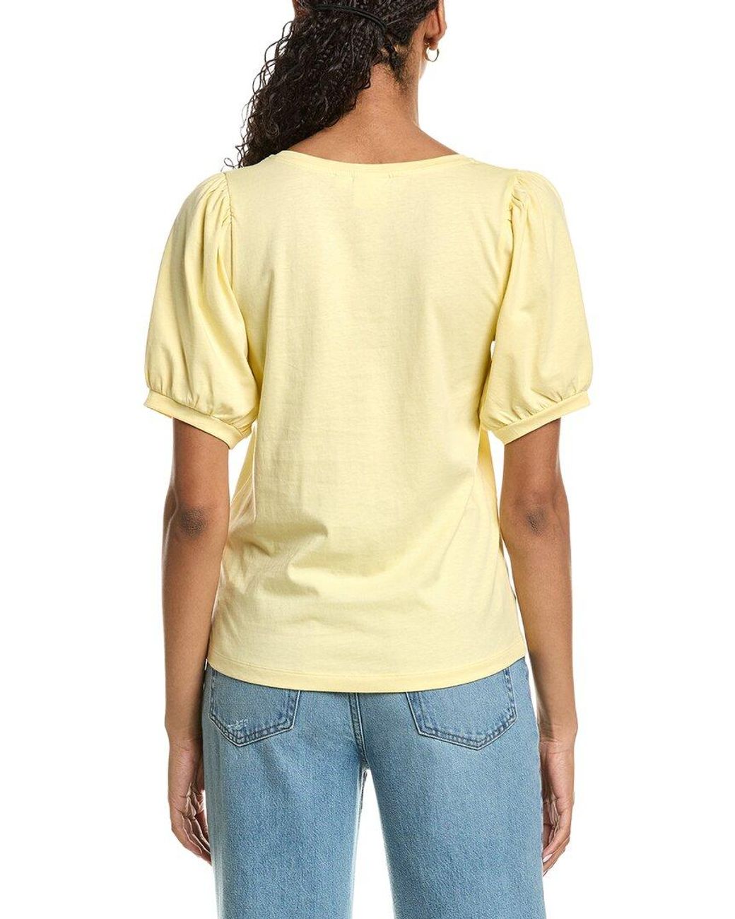 Ichi Yellow Ihlamyna Puff Sleeve T-Shirt