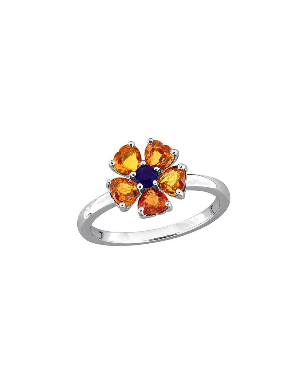 Rina Limor White 1.83 Ct. Tw. Multi-Color Sapphire Flower Ring