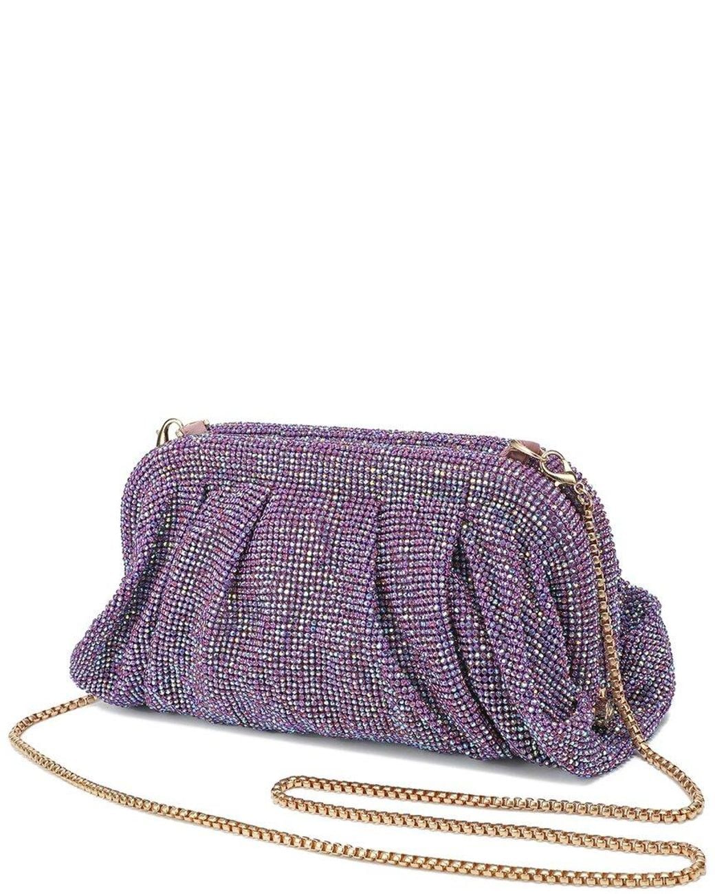 Tiffany & Fred Paris Purple Crystal-Embellished Evening Clutch