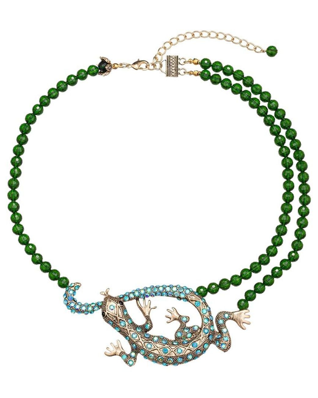 Eye Candy LA Green Sofia Gecko Beaded Necklace