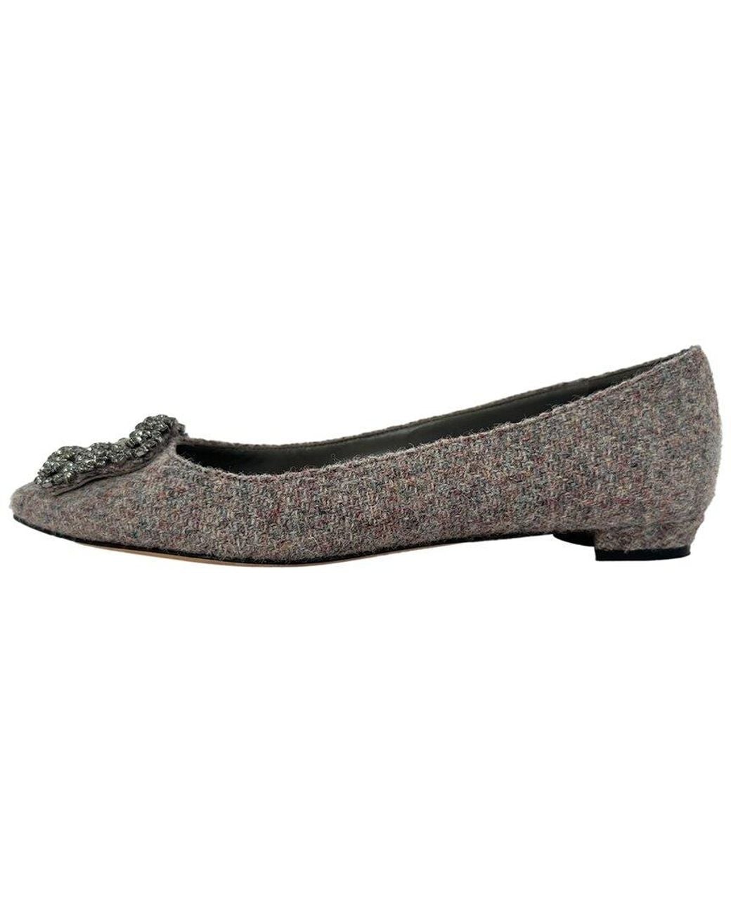 Manolo Blahnik Black Tweed Hangisi Ballet Flat (Authentic Pre-Loved)