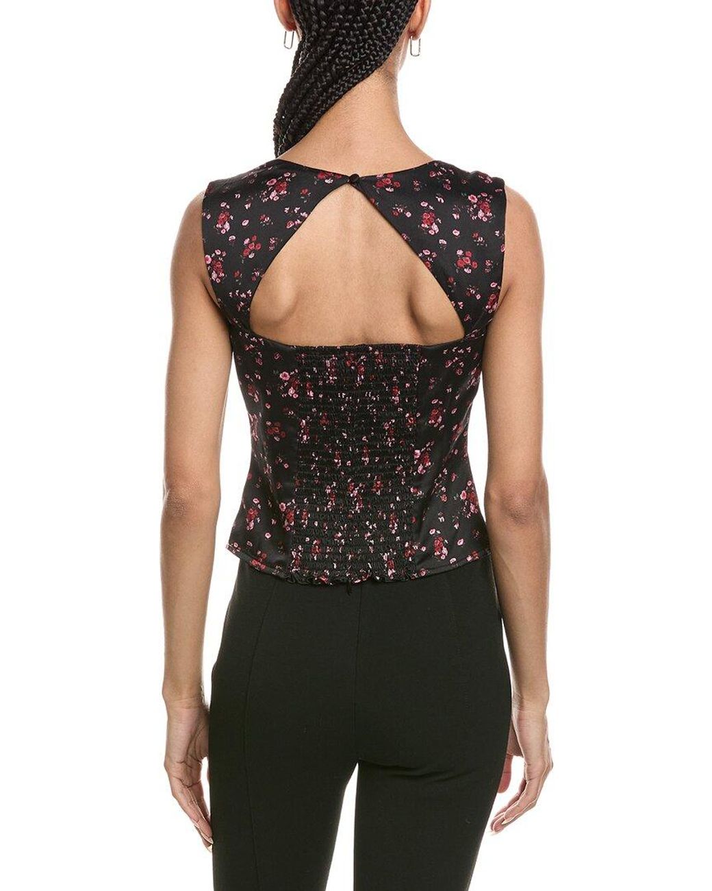 REVERIEE Black Square Neck Sleeveless Top