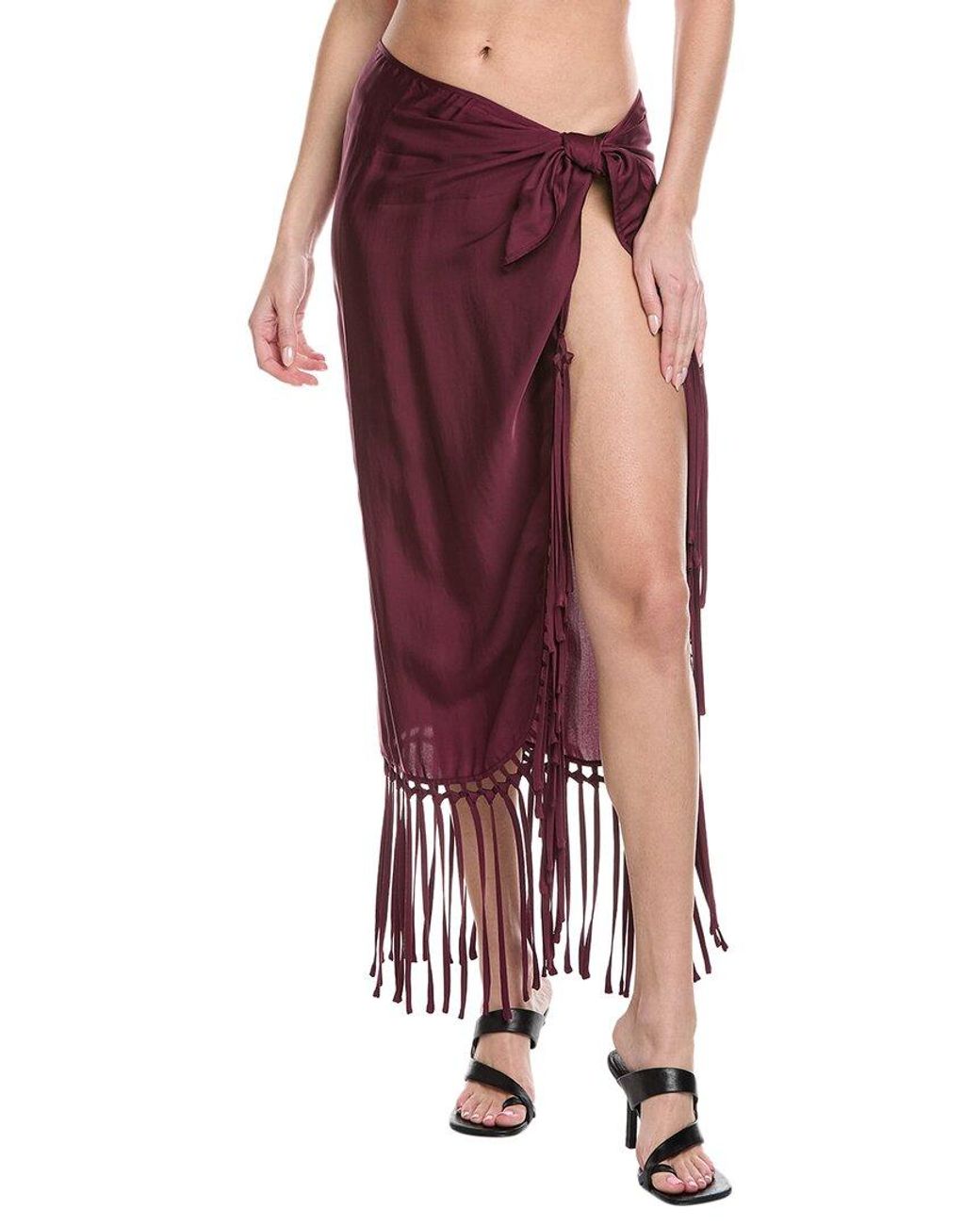 Jonathan Simkhai Red Elara Pareo With Fringe
