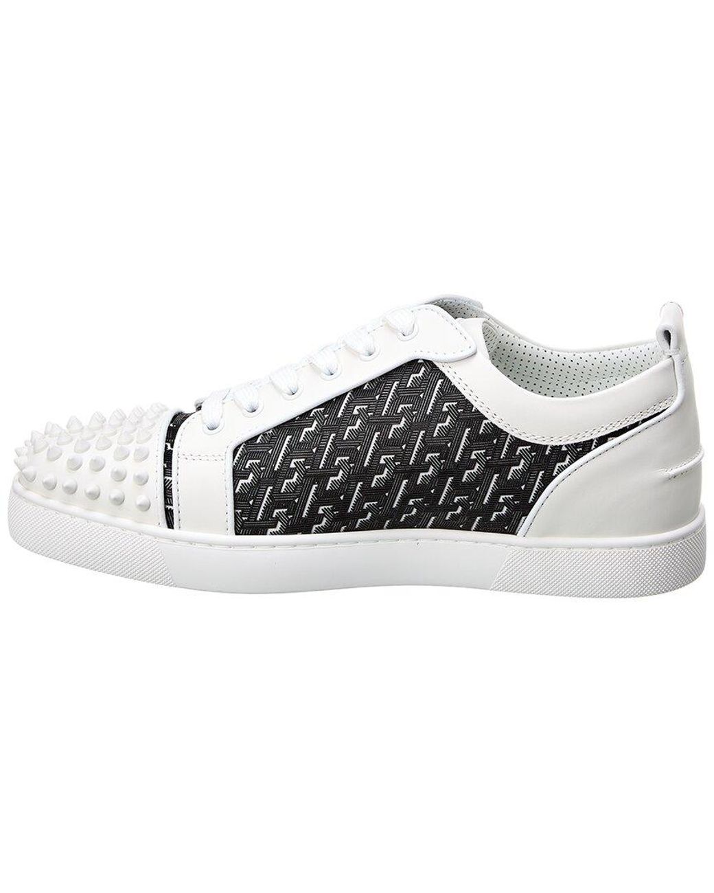 Christian Louboutin Louis Junior Spikes Orlato Coated Canvas Leather Sneaker in Metallic for Men Lyst UK
