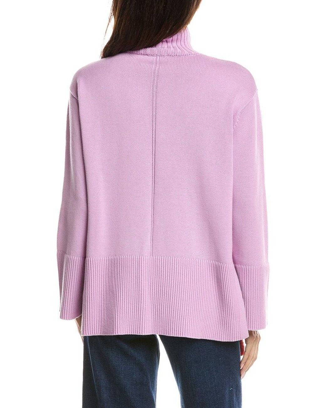 Forte Purple Easy Rib Trim Funnel Neck Sweater