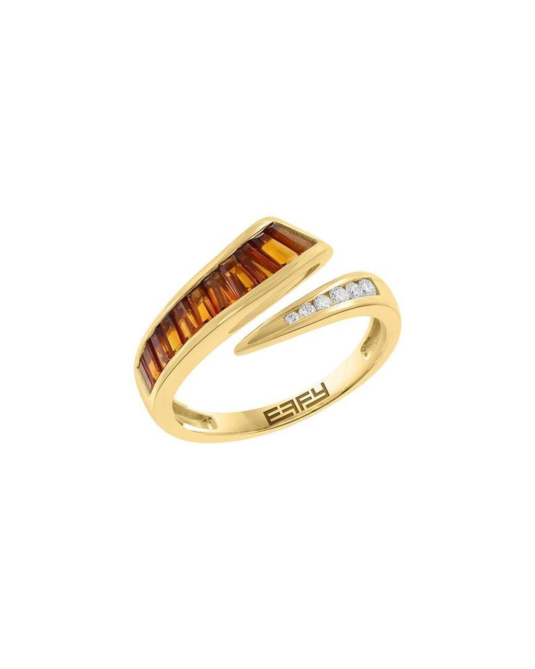 Effy Fine Jewelry Metallic 14K 0.90 Ct. Tw. Diamond & Citrine Ring