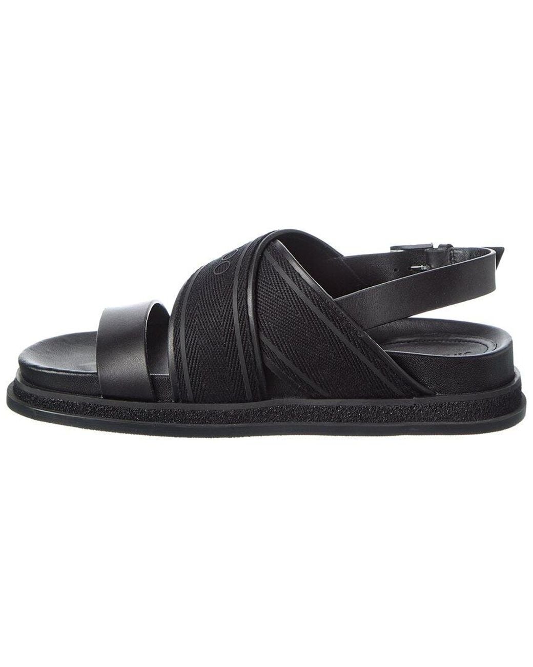 Jimmy Choo Black Joa Canvas & Leather Sandal